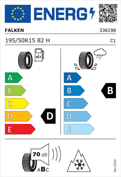 Tyre Label for Falken Eurowinter HS01 195/50R15 82H