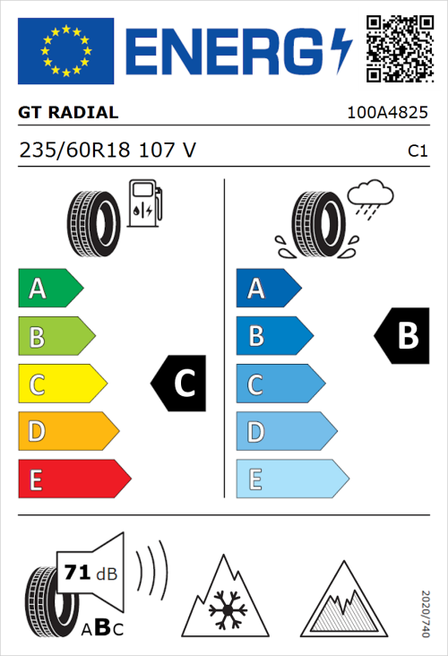 Tyre Label for GT Radial WinterPro2 Sport SUV 235/60R18 107V