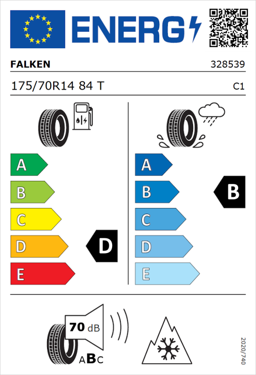 Tyre Label for Falken Eurowinter HS01 175/70R14 84T