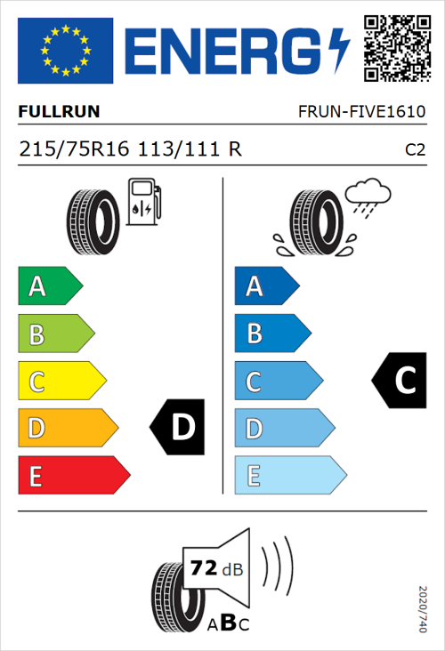 Tyre Label for Fullrun Frun-Five 215/75R16 113/111R